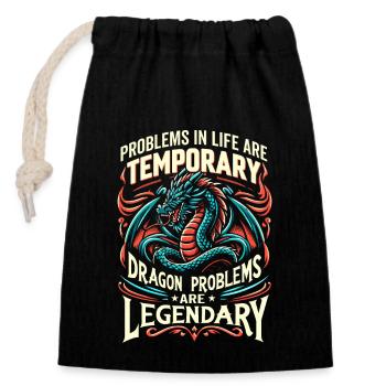 Les problèmes des dragons sont légendaires – Médiéval - Sac cadeau en coton avec cordon (14 x 20 cm) - noir - Devant