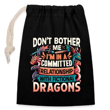 Fictional Dragons – A Committed Relationship - Closable cotton gift bag (14x20cm) - black - Front