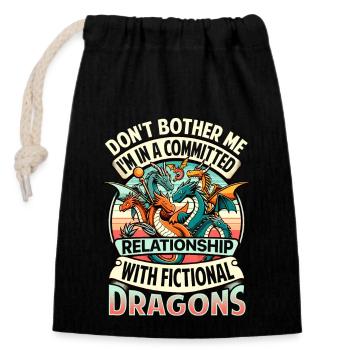 Fictional Dragons – A Committed Relationship - Closable cotton gift bag (14x20cm) - black - Front
