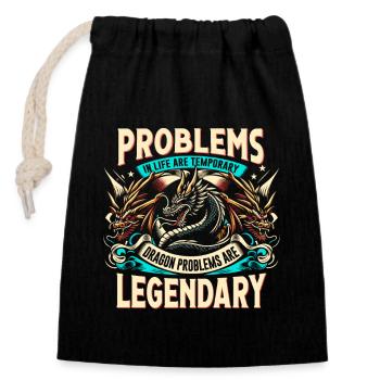 Les problèmes des dragons sont légendaires – Médiéval - Sac cadeau en coton avec cordon (14 x 20 cm) - noir - Devant