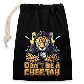 Video Gaming Cheetah Esport Gaming Nerd Gamer - Verschließbarer Geschenkbeutel aus Baumwolle (14x20cm) - Schwarz - Vorne
