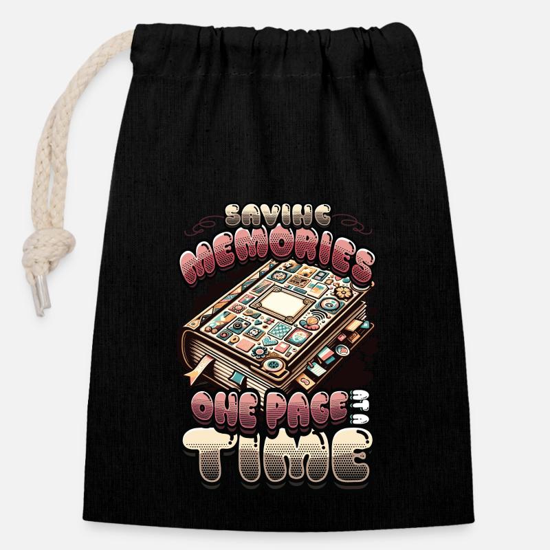 Mädchen Scrapbooking Enthusiast Scrapbook - Verschließbarer Geschenkbeutel aus Baumwolle (14x20cm) - Schwarz