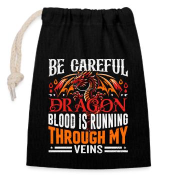 DRAGON’S BLOOD coule dans mes veines DRAGON BLOOD - Sac cadeau en coton avec cordon (14 x 20 cm) - noir - Devant