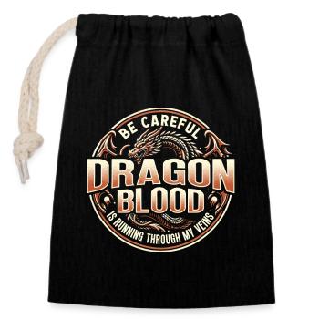 DRAGON’S BLOOD coule dans mes veines DRAGON BLOOD - Sac cadeau en coton avec cordon (14 x 20 cm) - noir - Devant