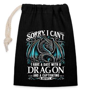 Dragon's Book - Dragon Book Reader - Sorry I can't - Closable cotton gift bag (14x20cm) - black - Front