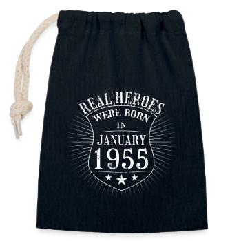 Real Heroes sont nés en Janvier 1955 Anniversaire - Sac cadeau en coton avec cordon (14 x 20 cm) - bleu marine - Devant