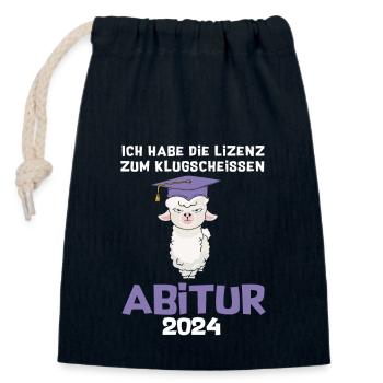 Abitur 2024 Abschluss Lizenz Zum Klugscheißen - Verschließbarer Geschenkbeutel aus Baumwolle (14x20cm) - Navy - Vorne