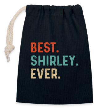 Nom de Shirley - Sac cadeau en coton avec cordon (14 x 20 cm) - bleu marine - Devant