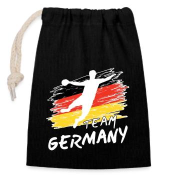 Équipe d’Allemagne de handball - Sac cadeau en coton avec cordon (14 x 20 cm) - noir - Devant