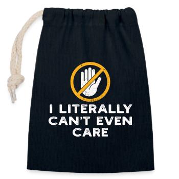 I Literally Cant Even Care - Closable cotton gift bag (14x20cm) - navy - Front