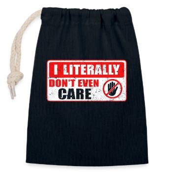 I Literally Cant Even Care - Closable cotton gift bag (14x20cm) - navy - Front