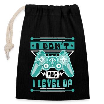 I DON’T AGE I LEVEL UP - Gaming Gift - Closable cotton gift bag (14x20cm) - black - Front