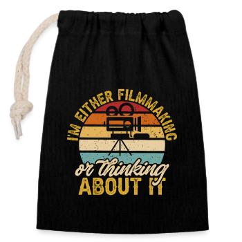 Video Editor Filmmaker Videographer - Closable cotton gift bag (14x20cm) - black - Front