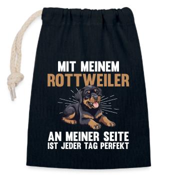 Hund Rottweiler - Verschließbarer Geschenkbeutel aus Baumwolle (14x20cm) - Navy - Vorne