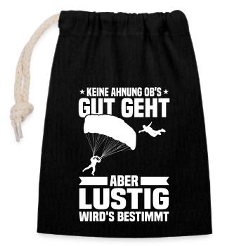 Keine ahnung ob's gut geht Fallschirmspringer - Verschließbarer Geschenkbeutel aus Baumwolle (14x20cm) - Schwarz - Vorne