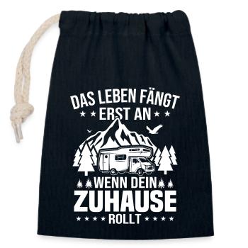 Das Leben fängt erst an wenn dein Zuhause rollt - Verschließbarer Geschenkbeutel aus Baumwolle (14x20cm) - Navy - Vorne