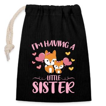 Baby Sister Reveal Im Having A Little Sister Fox - Verschließbarer Geschenkbeutel aus Baumwolle (14x20cm) - Schwarz - Vorne