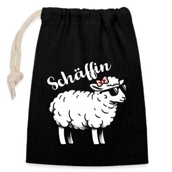 Chef Chefin Schaf Geschenk Schäfin Spruch - Verschließbarer Geschenkbeutel aus Baumwolle (14x20cm) - Schwarz - Vorne