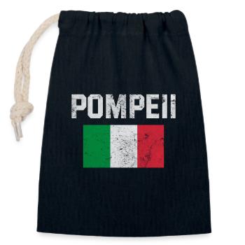 Pompéi Drapeau Italie Géologie - Sac cadeau en coton avec cordon (14 x 20 cm) - bleu marine - Devant