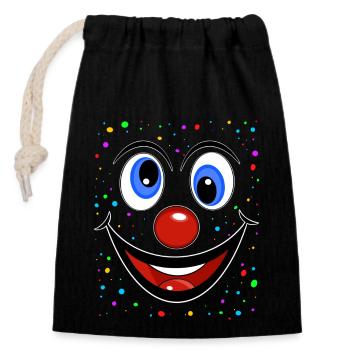 Clown - Sac cadeau en coton avec cordon (14 x 20 cm) - noir - Devant