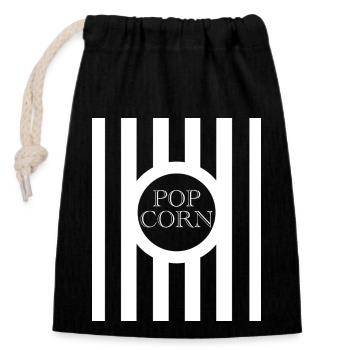Popcorn Outfit Karneval Fasching - Verschließbarer Geschenkbeutel aus Baumwolle (14x20cm) - Schwarz - Vorne