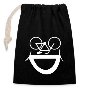 Vélo Smile - Sac cadeau en coton avec cordon (14 x 20 cm) - noir - Devant