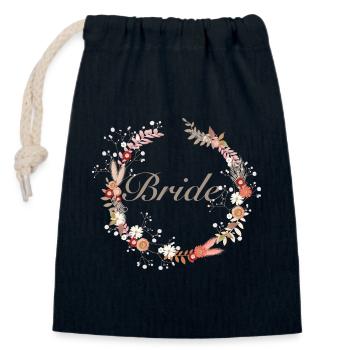 Bridal wreath in delicate shades with lettering - Closable cotton gift bag (14x20cm) - navy - Front