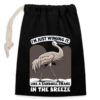 Sandhill Crane Lovers Bird Watching - Closable cotton gift bag (14x20cm) - black - Front