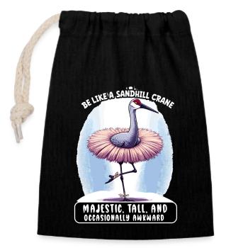 Sandhill Crane Lovers Bird Watching - Closable cotton gift bag (14x20cm) - black - Front