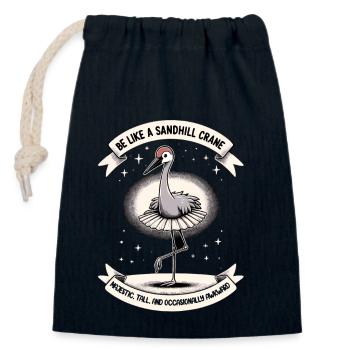 Sandhill Crane Lovers Bird Watching - Closable cotton gift bag (14x20cm) - navy - Front