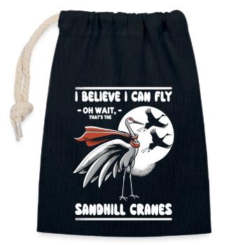 Sandhill Crane Lovers Bird Watching - Closable cotton gift bag (14x20cm) - navy - Front