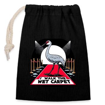 Sandhill Crane Lovers Bird Watching - Closable cotton gift bag (14x20cm) - black - Front