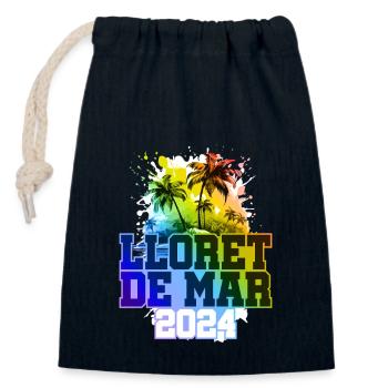 Lloret De Mar 2024 Holiday Palm Trees Colorful - Closable cotton gift bag (14x20cm) - navy - Front