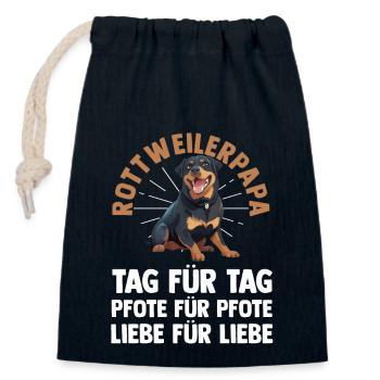 Chien Papa Rottweiler Papa Maître Chien Rottweiler - Sac cadeau en coton avec cordon (14 x 20 cm) - bleu marine - Devant