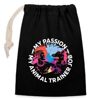 Dresseur d’animaux Ma passion Mon animal Gardien de zoo - Sac cadeau en coton avec cordon (14 x 20 cm) - noir - Devant