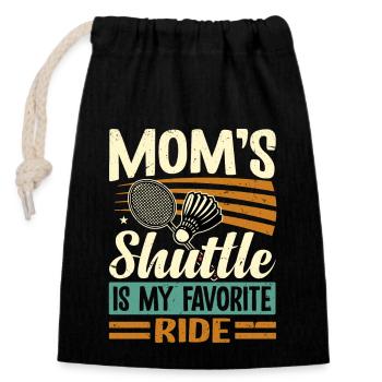 BADMINTON Moms Shuttle - Navette pour enfants - Sac cadeau en coton avec cordon (14 x 20 cm) - noir - Devant
