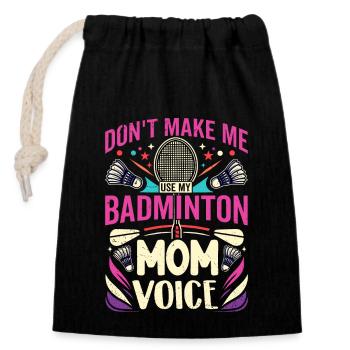 BADMINTON Maman Voix - Federball Mama - Sac cadeau en coton avec cordon (14 x 20 cm) - noir - Devant