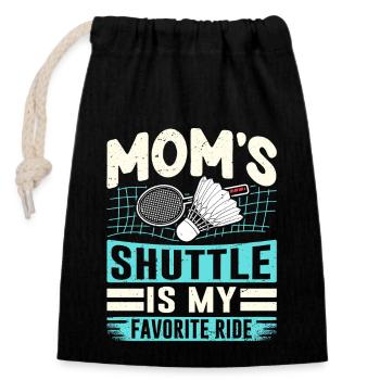 BADMINTON Moms Shuttle - Navette pour enfants - Sac cadeau en coton avec cordon (14 x 20 cm) - noir - Devant