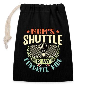 BADMINTON Moms Shuttle - Navette pour enfants - Sac cadeau en coton avec cordon (14 x 20 cm) - noir - Devant