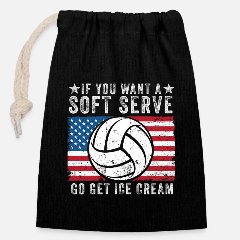 If You Want A Soft Serve Get Ice Cream - Closable cotton gift bag (14x20cm) - black