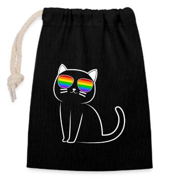 Cat LGBT Design Gay Lesbian Sunglasses - Closable cotton gift bag (14x20cm) - black - Front