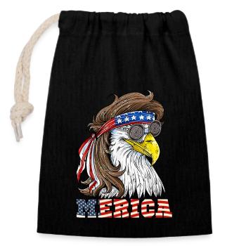 Eagle Merica 4th Of July USA - Verschließbarer Geschenkbeutel aus Baumwolle (14x20cm) - Schwarz - Vorne