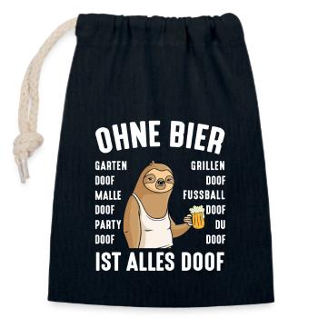 Ohne Bier Ist Alles Doof - Verschließbarer Geschenkbeutel aus Baumwolle (14x20cm) - Navy - Vorne