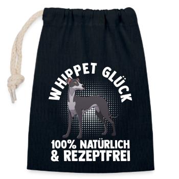 Hund Whippet - Verschließbarer Geschenkbeutel aus Baumwolle (14x20cm) - Navy - Vorne