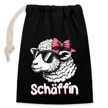 Chef Chefin Schaf Geschenk Schäfin Spruch - Verschließbarer Geschenkbeutel aus Baumwolle (14x20cm) - Schwarz - Vorne