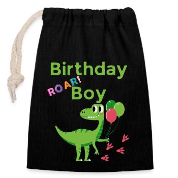 Birthday Boy roar! Dinosaur Birthday Boy - Closable cotton gift bag (14x20cm) - black - Front