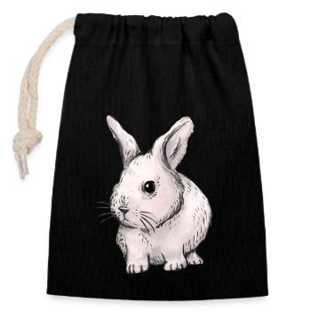 Lapin, lapin, lapin de Pâques, enfants, animaux de compagnie, bébé - Sac cadeau en coton avec cordon (14 x 20 cm) - noir - Devant