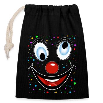 Funny Clown Face Rolling Eyes - Closable cotton gift bag (14x20cm) - black - Front