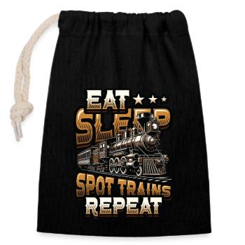 Trainspotting Train Lovers Trains - Closable cotton gift bag (14x20cm) - black - Front