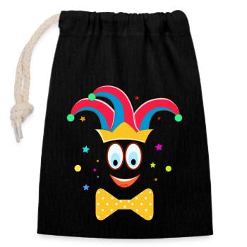 Ein lustiger Clown Karneval mit der Fliege - Verschließbarer Geschenkbeutel aus Baumwolle (14x20cm) - Schwarz - Vorne